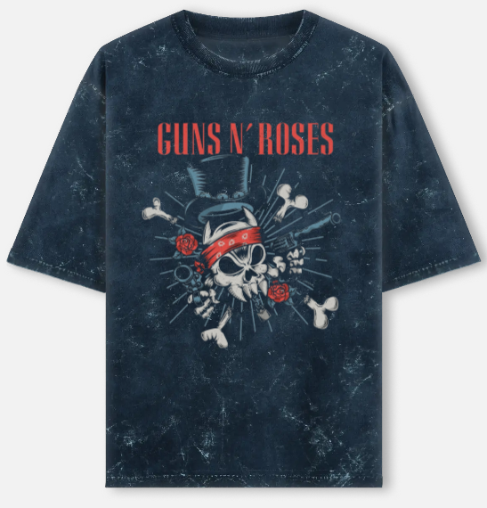 Skull Blue Acid Wash T-Shirt