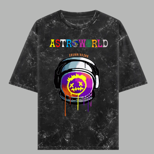 Astroworld DrummerKong Acid Wash Tshirt