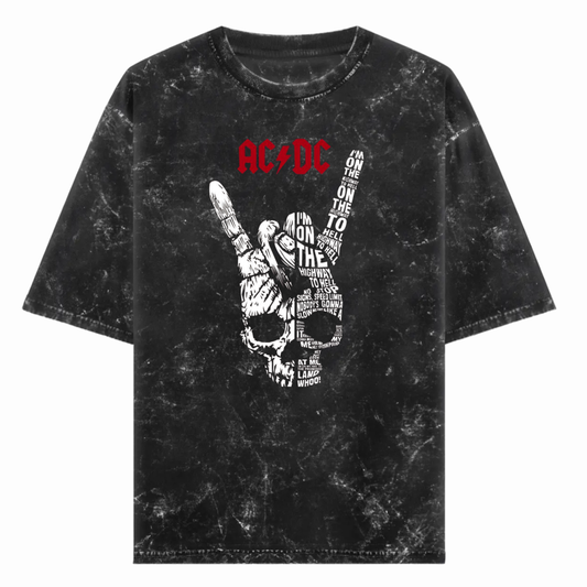 AC DC Rock Acid Wash Tshirt