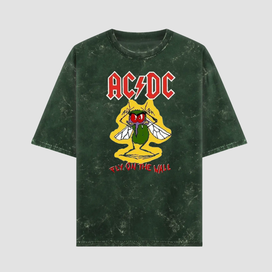 AC DC Yellow Fly Acid Wash Tshirt