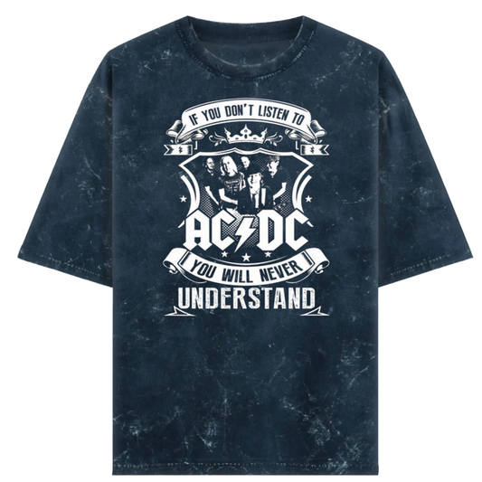 AC DC Feelings Acid Wash Tshirt