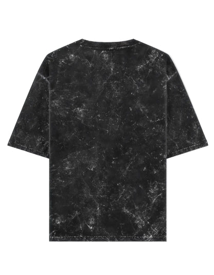 Black acid washed t-shirt on a white background